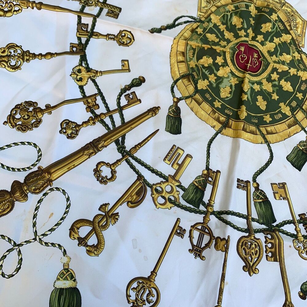 Vintage HERMÈS Keys Les Cles 100% Silk Square Scarf Womens 34” - Picture 4 of 9